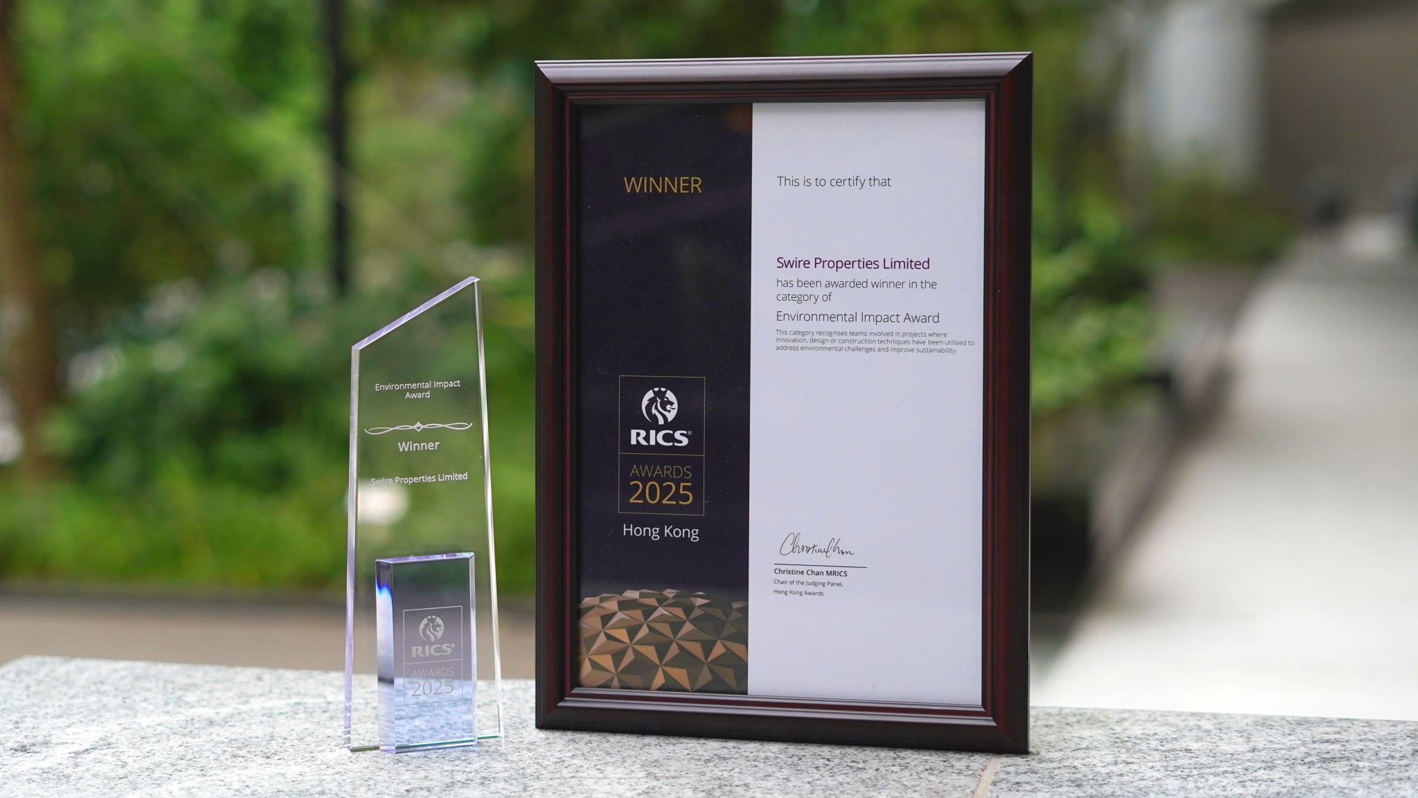Swire Properties Wins RICS Hong Kong Environmental Impact Award